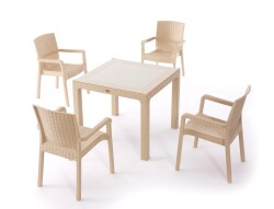 Heniver Rattan Vektör Camlı Set 90x90cm