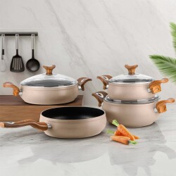 Clover 7 Piece Granite Casserole Set Wood