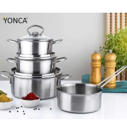Yonca 7 Piece Steel Set Baseless Cook and Store