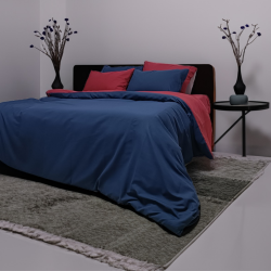 Koyu Minimal Çift Kişilik Nevresim Takımı - Kırmızı/Mavi