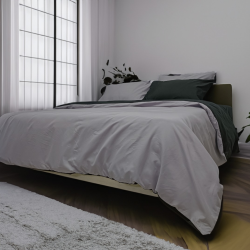 Koyu Minimal Çift Kişilik Nevresim Takımı - Gri/Siyah