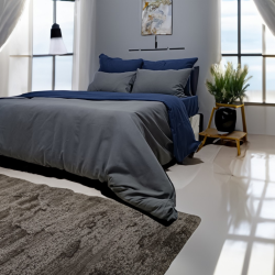 Koyu Minimal Çift Kişilik Nevresim Takımı - Gri/Mavi