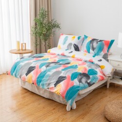Micro Satin Double Duvet Cover Set - Colorful Feather