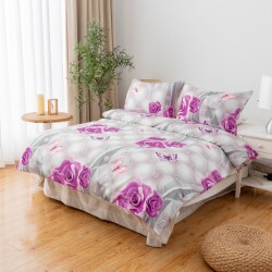 Micro Satin Double Duvet Cover Set - Purple Rose