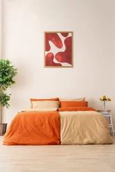 Allegro Aile Boyu Premium Nevresim Seti Kiremit - Bej