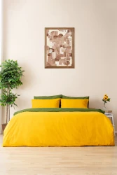 Allegro Tek Kişilik Premium Nevresim Seti Yeşil-Hardal