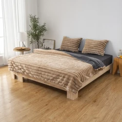 Latte Rabbit Fur Düvet Nevresim Takımı Kışlık