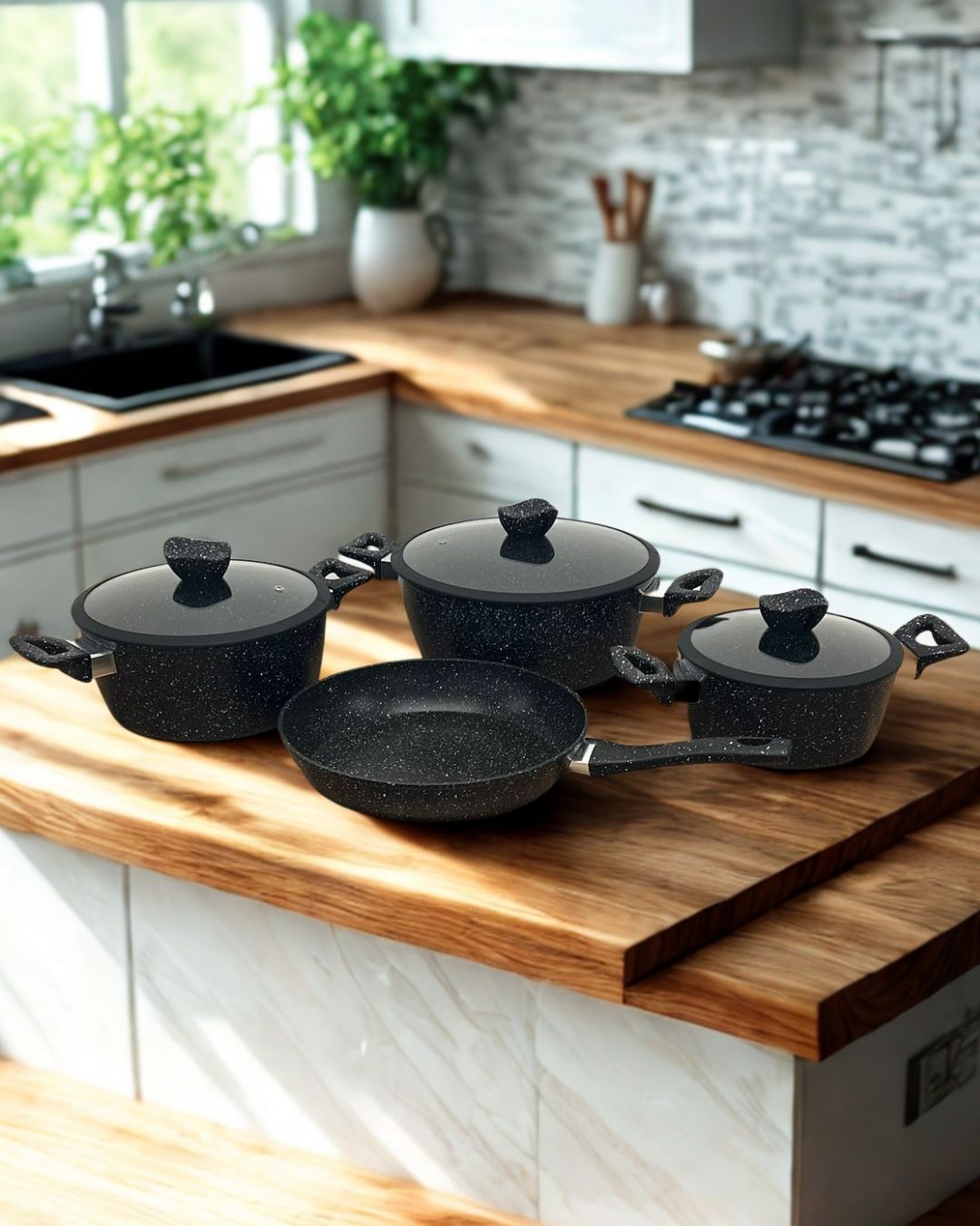 Queen Time 7 Parça Granit Tencere Seti