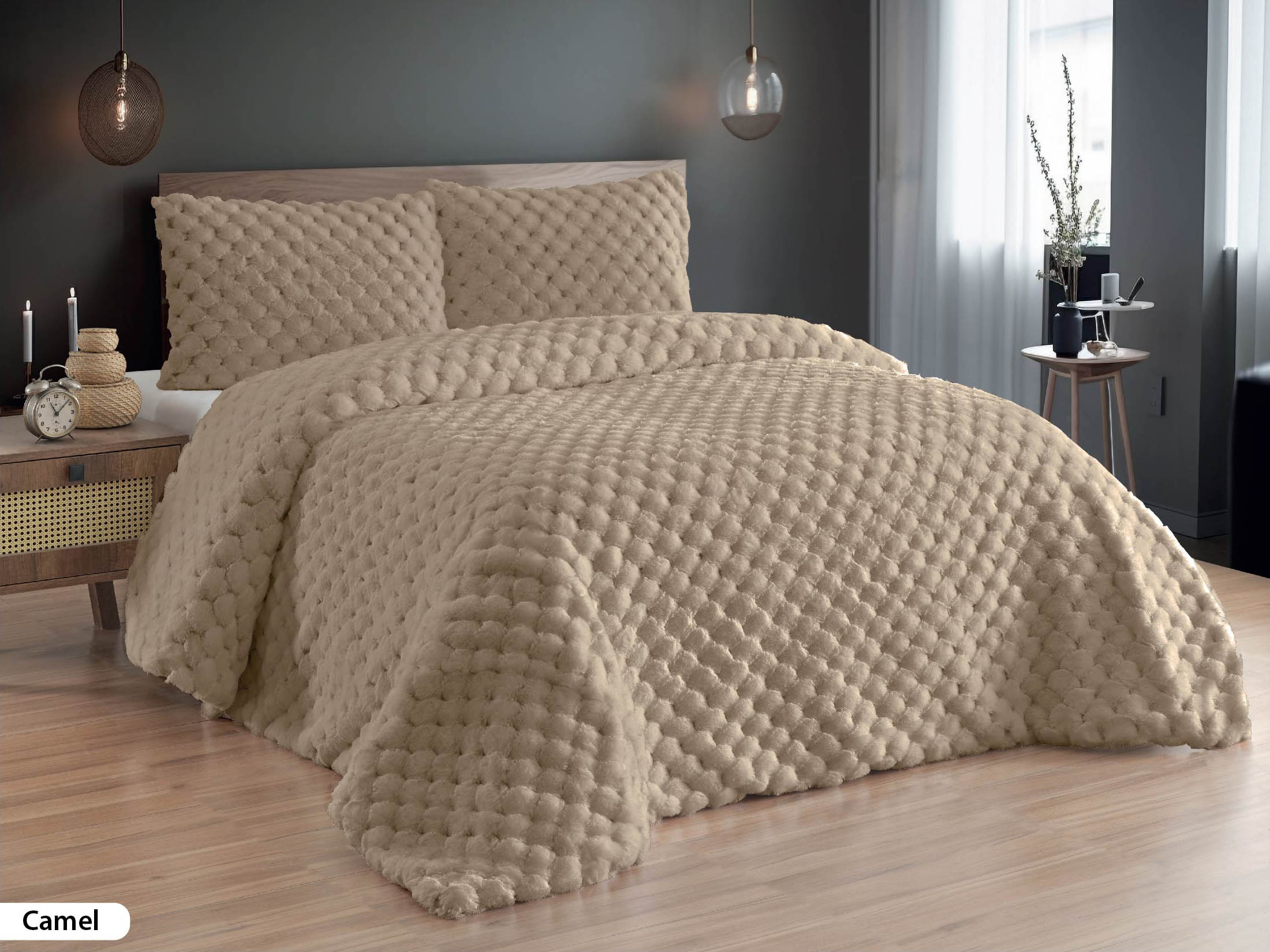 Merinos Kürk Comferter Set