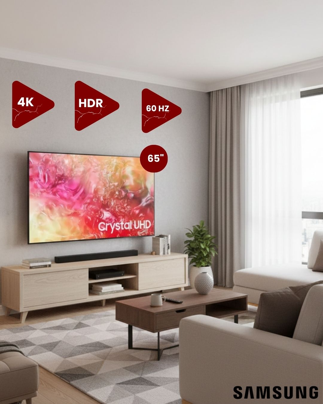 SAMSUNG 65 4K Crystal UHD TV