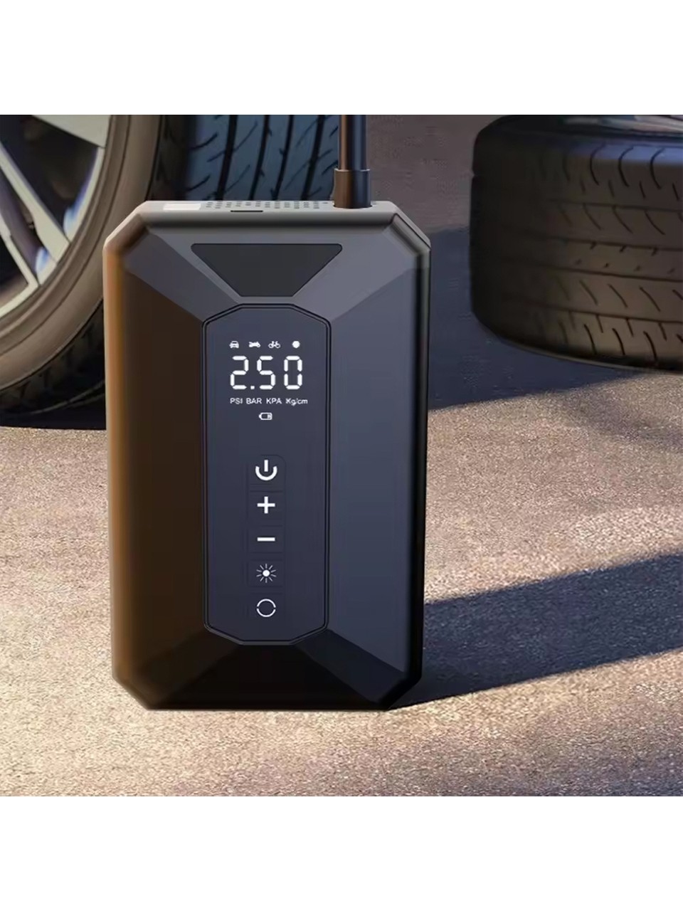 50W Işıklı Şarjlı Dijital Ekranlı Oto Lastik Şişirme Pompası Basınç Ayarlı Şarjlı Kompresör